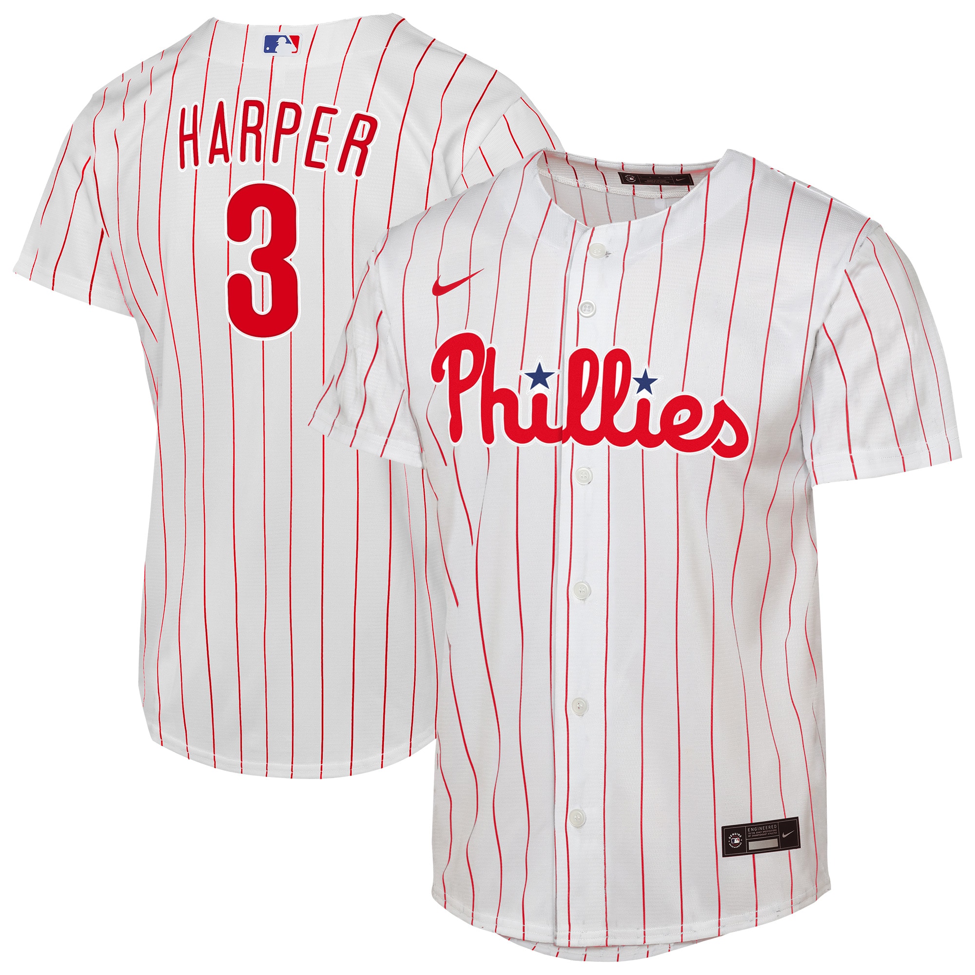 Philadelphia Phillies Bryce Harper White Home Player MLB Jersey Youth