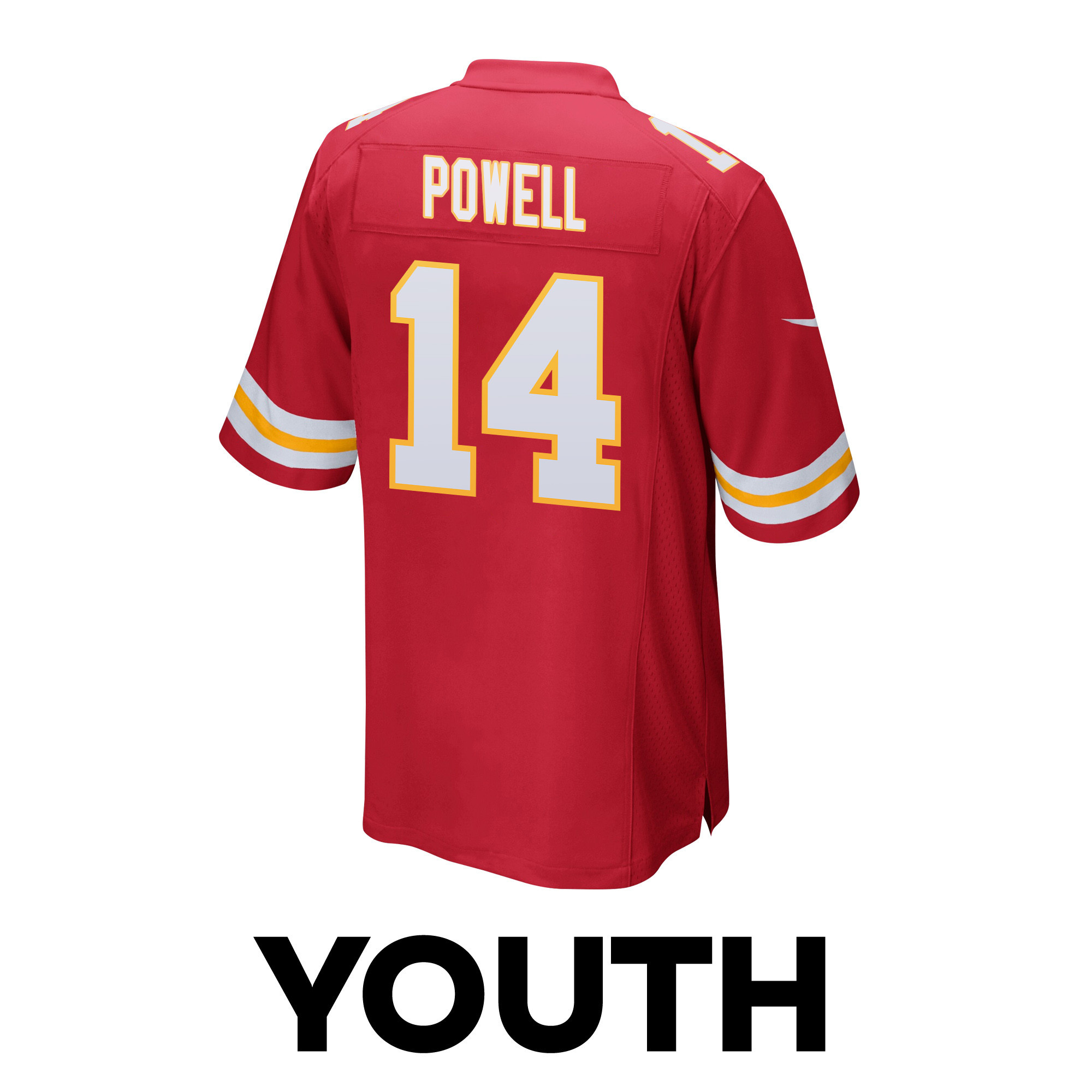 Cornell Powell 14 Kansas City Chiefs Super Bowl LVIII Champions 4 Stars Patch Game Red NFL Jersey Youth