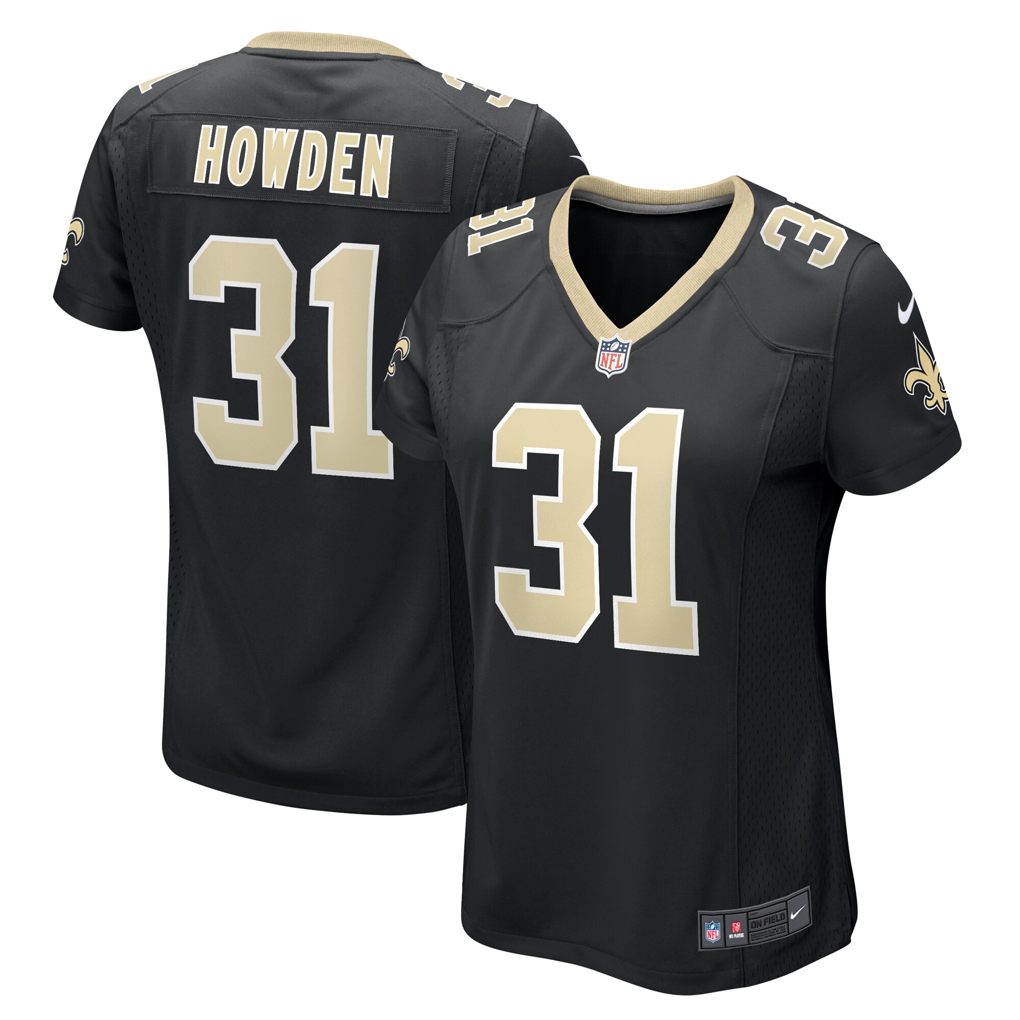 New Orleans Saints Howden Black Team Game NFL Jersey Women's