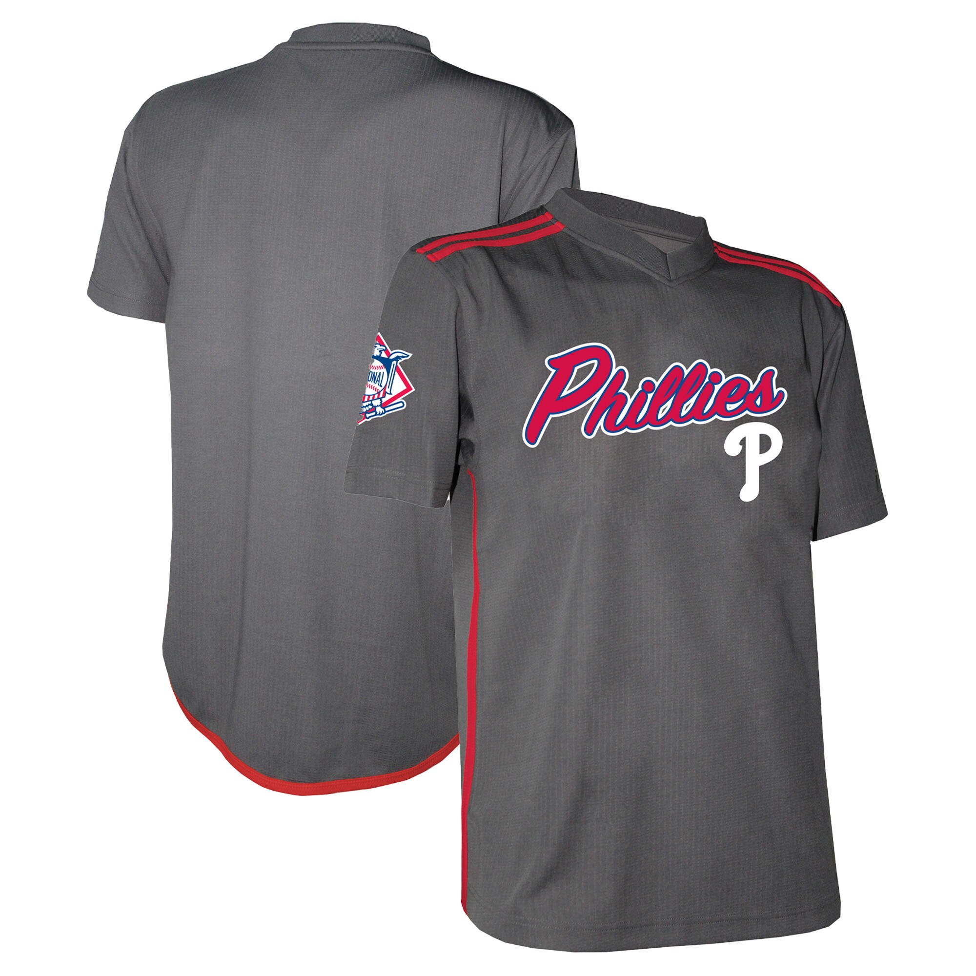 Philadelphia Phillies Stitches Charcoal Team V-Neck MLB Jersey Youth