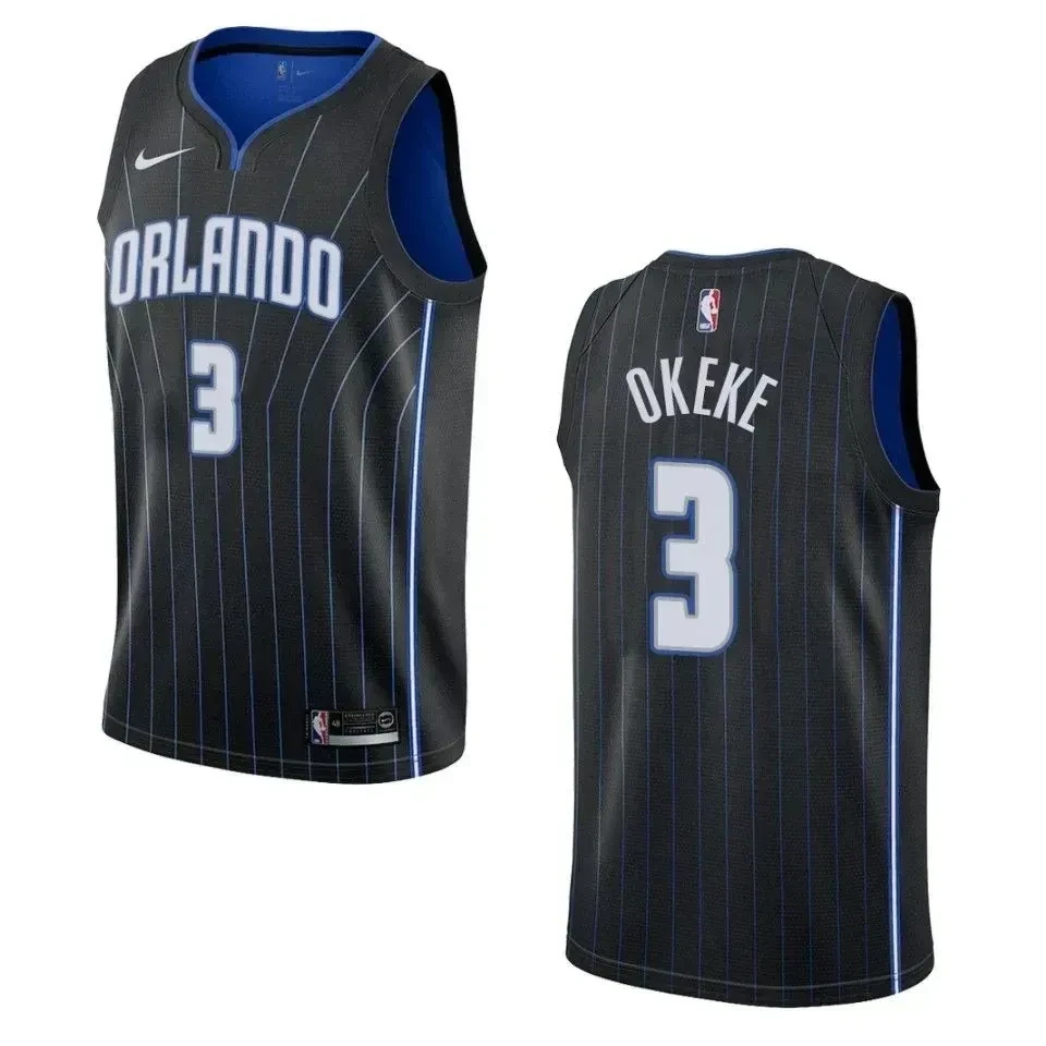 Orlando Magicc 3 Chuma Okeke Statement Swingman Black NBA Jersey Men's