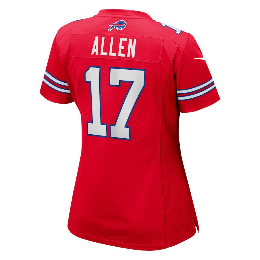 Josh Allen 17 Buffalo Bills Game Red NFL Jersey Women's