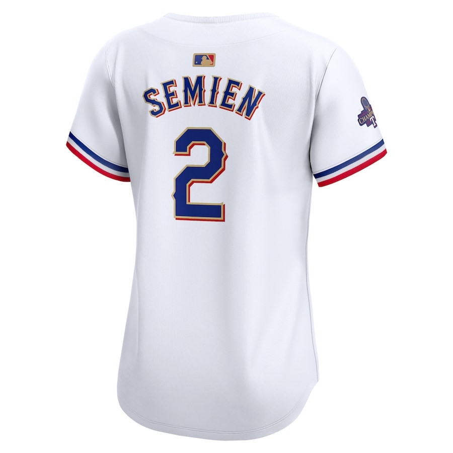 Marcus Semien 2 Texas Rangers 2024 Gold Collection Limited White MLB Jersey Women's