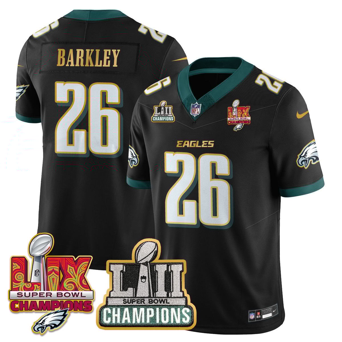 Saquon Barkley 26 Philadelphia Eagles LII-LIX Super Bowl Champions Vapor Limited Gold Black NFL Jersey Men's