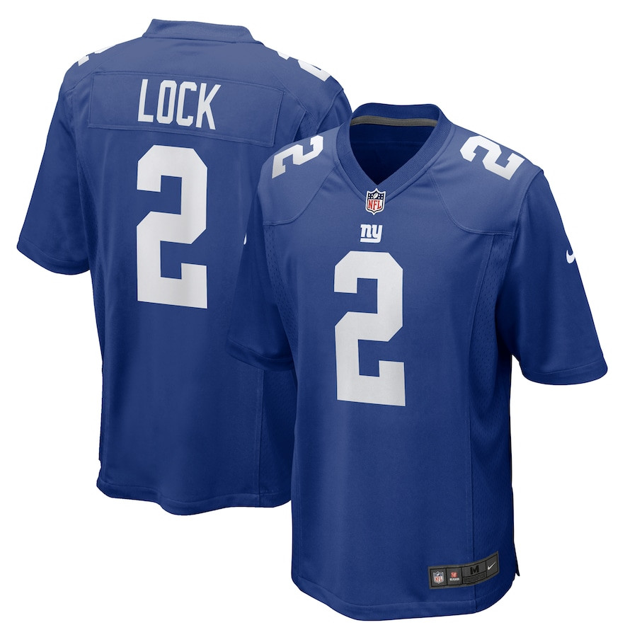 Drew Lock 2 New York Giants Team Game Royal NFL Jersey Men's