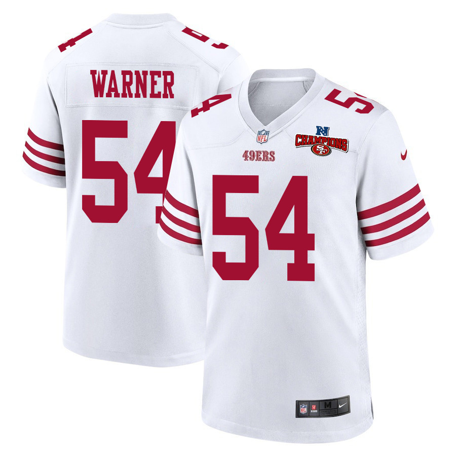 Fred Warner 54 San Francisco 49ers NFC Champions Patch Game White NFL Jersey Men's