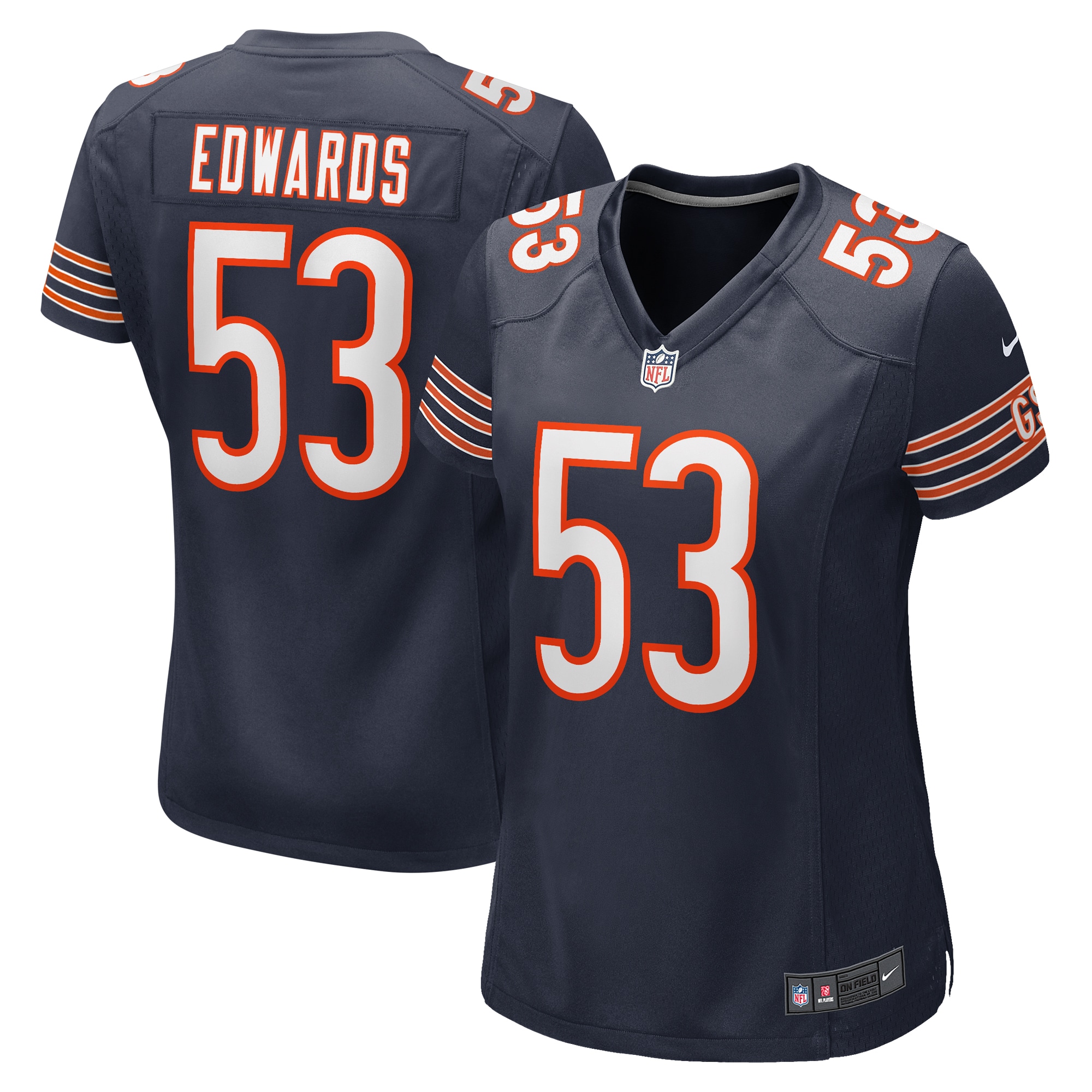 Chicago Bears TJ Edwards Navy Game Player NFL Jersey Women's