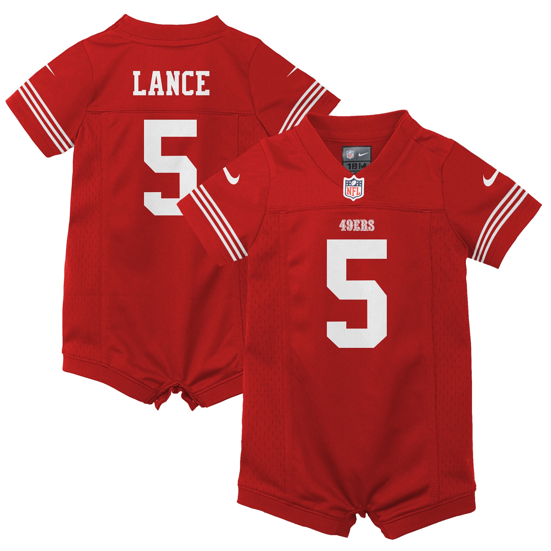Infant San Francisco 49ers Trey Lance Scarlet Romper Game NFL Jersey Men's