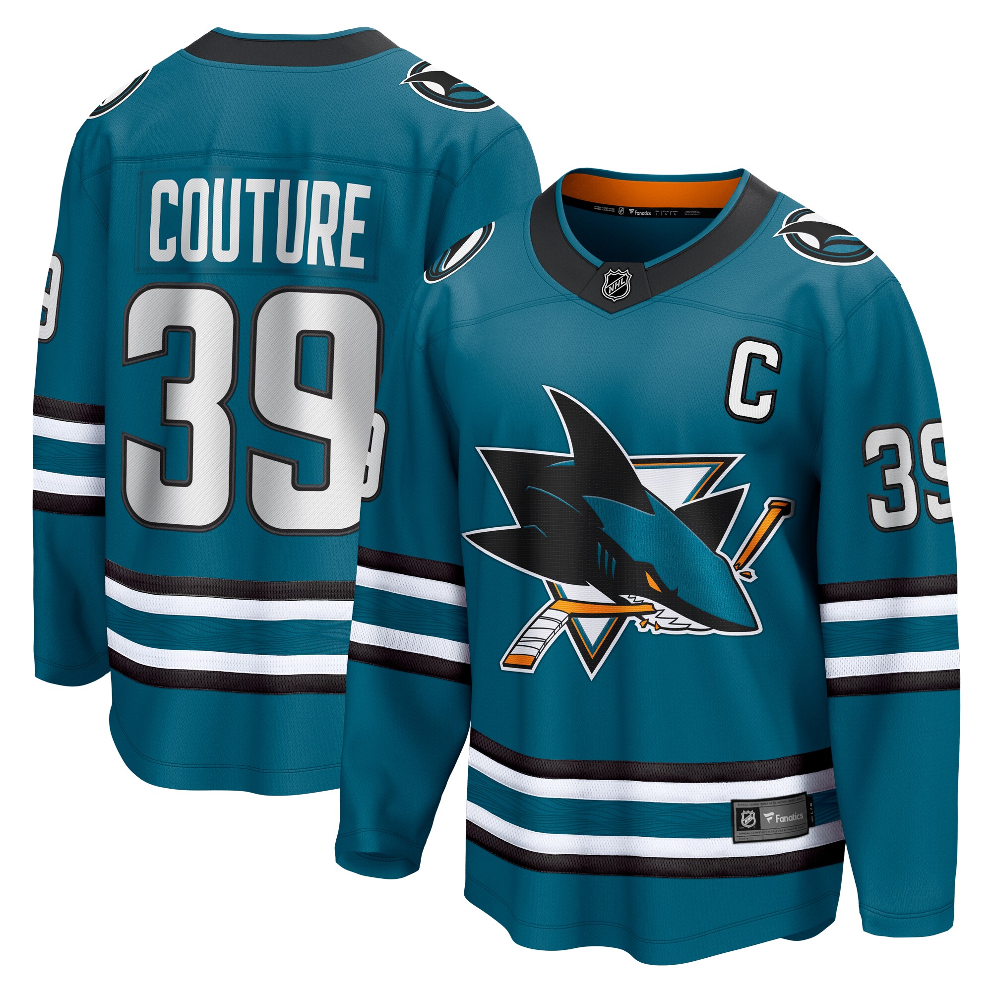 San Jose Sharks Logan Couture Teal Home Breakaway NHL Jersey Men's