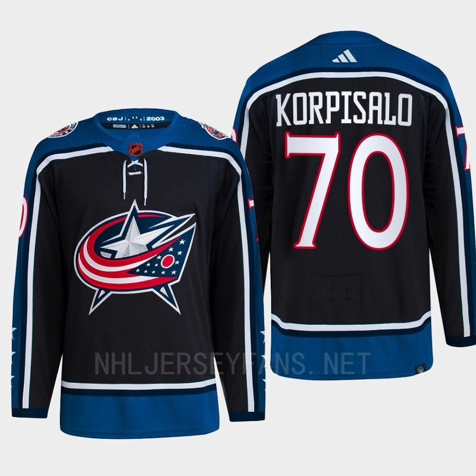 Joonas Korpisalo 70 Reverse Retro 2.0 2022 Columbus Blue Jackets Navy Primegreen NHL Jersey Men's