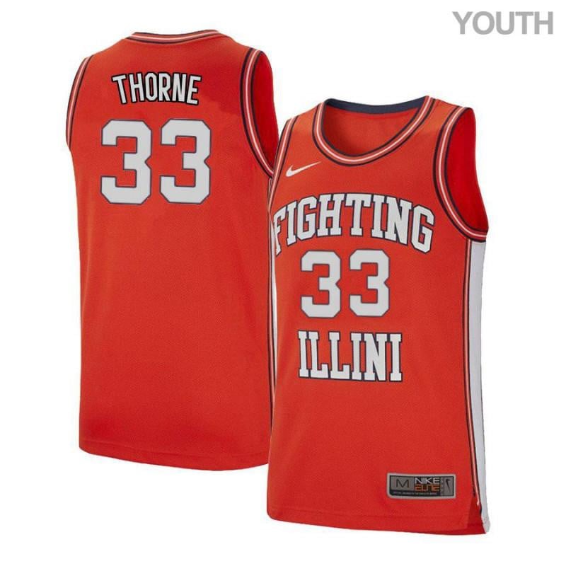 33 Mike Thorne Orange Retro Elite Illinois Fighting Illini NCAA Jersey Youth