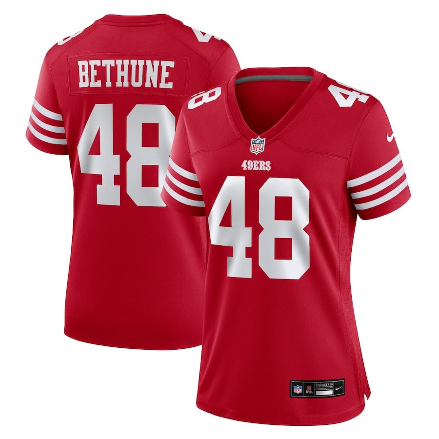 Tatum Bethune 48 San Francisco 49ers Game Scarlet NFL Jersey Women's