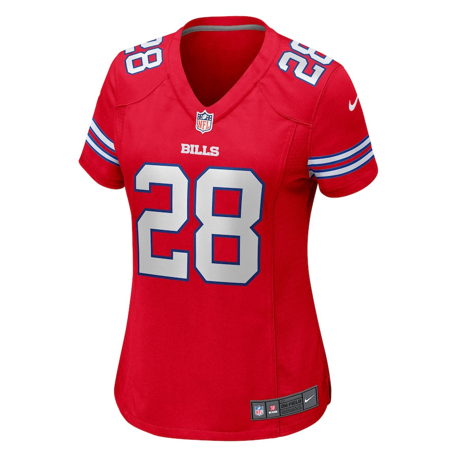 James Cook 28 Buffalo Bills Game Red NFL Jersey Women's