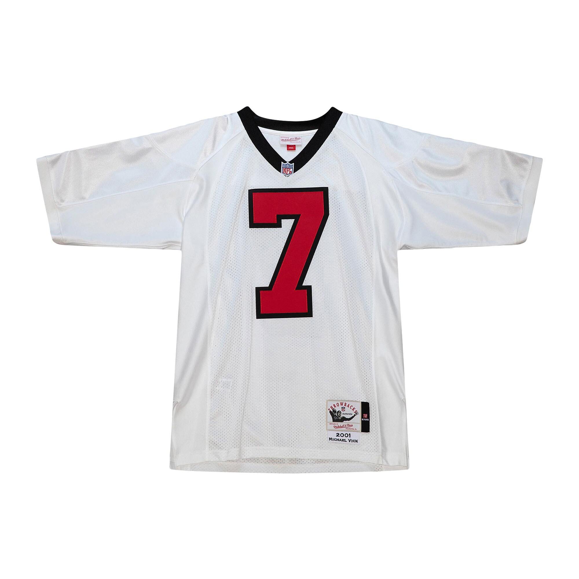 Atlanta Falcons 2001 Michael Vick Mitchell Ness White Throwback Retired Player NFL Jersey Men's