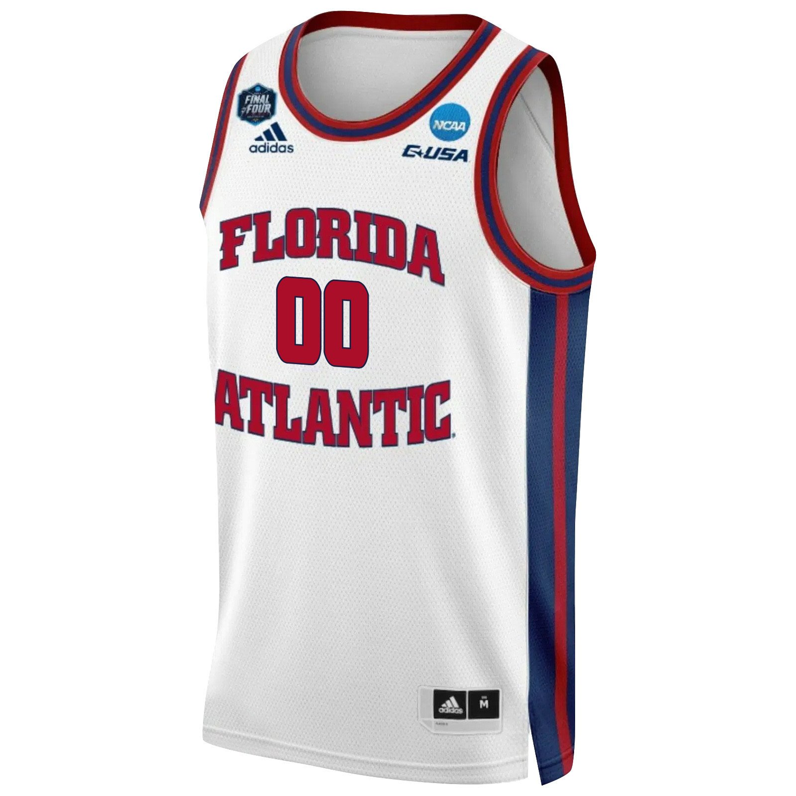 Custom 00 FAU Owls 2023 Final Four White NCAA Jersey Men's