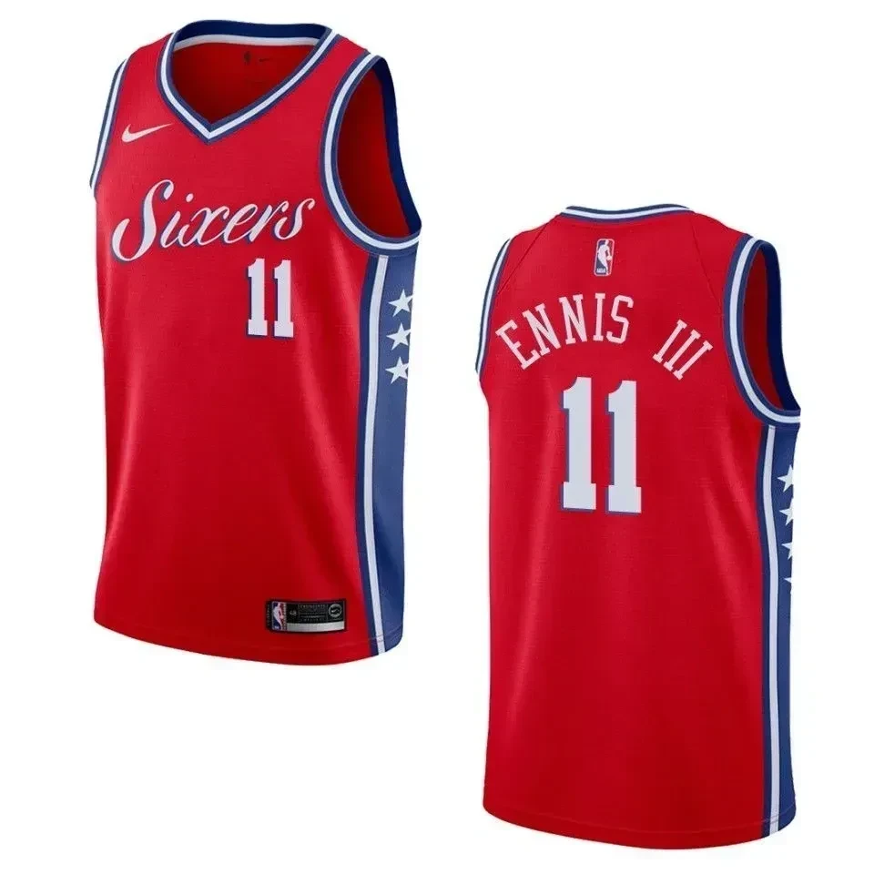 Philadelphia 76ers 11 James Ennis Iii Statement Swingman Red NBA Jersey Men's
