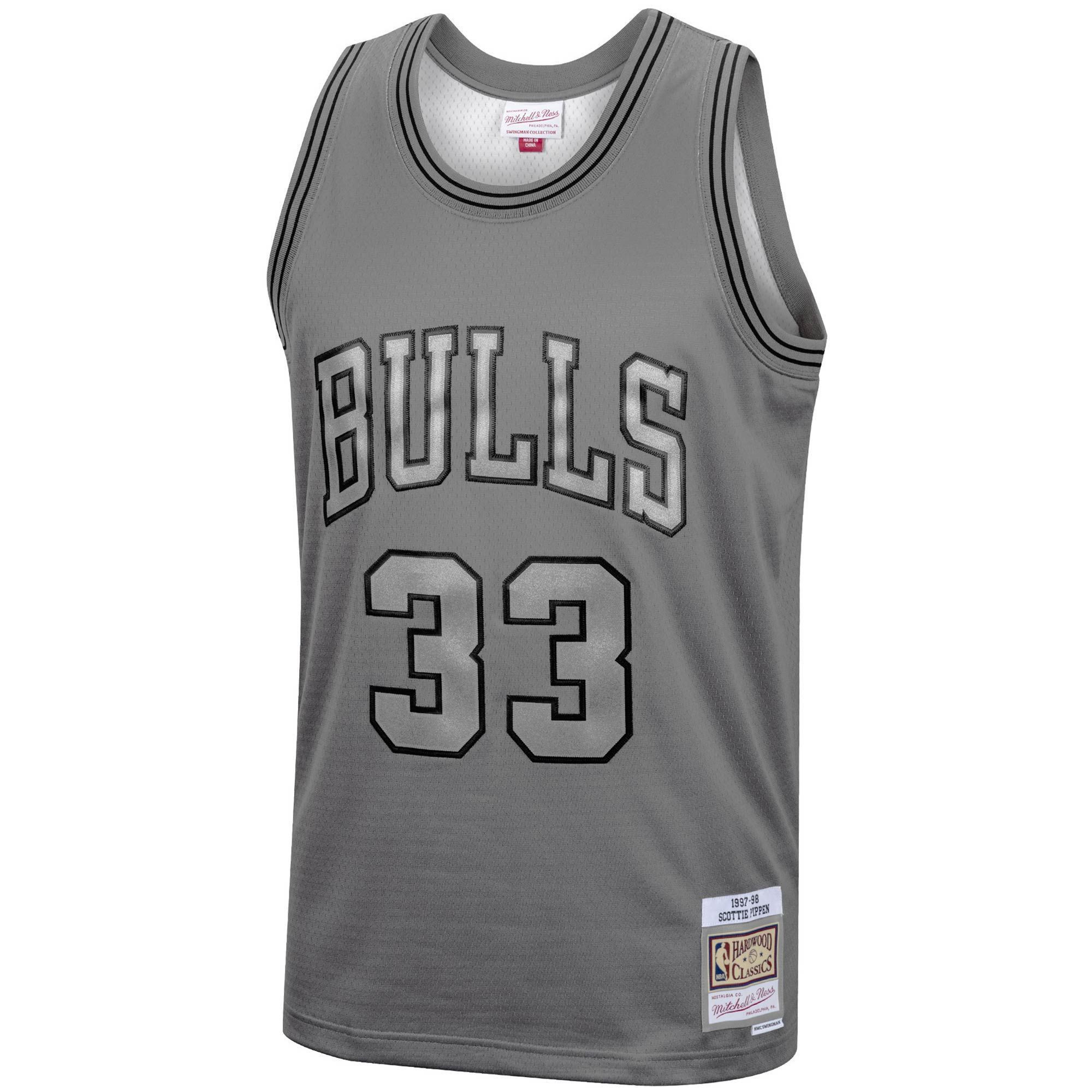 Scottie Pippen Chicago Bulls Mitchell Ness Hardwood Classics Retired Player 1997/98 Metal Works Swingman ??Charcoal NBA Jersey Men's
