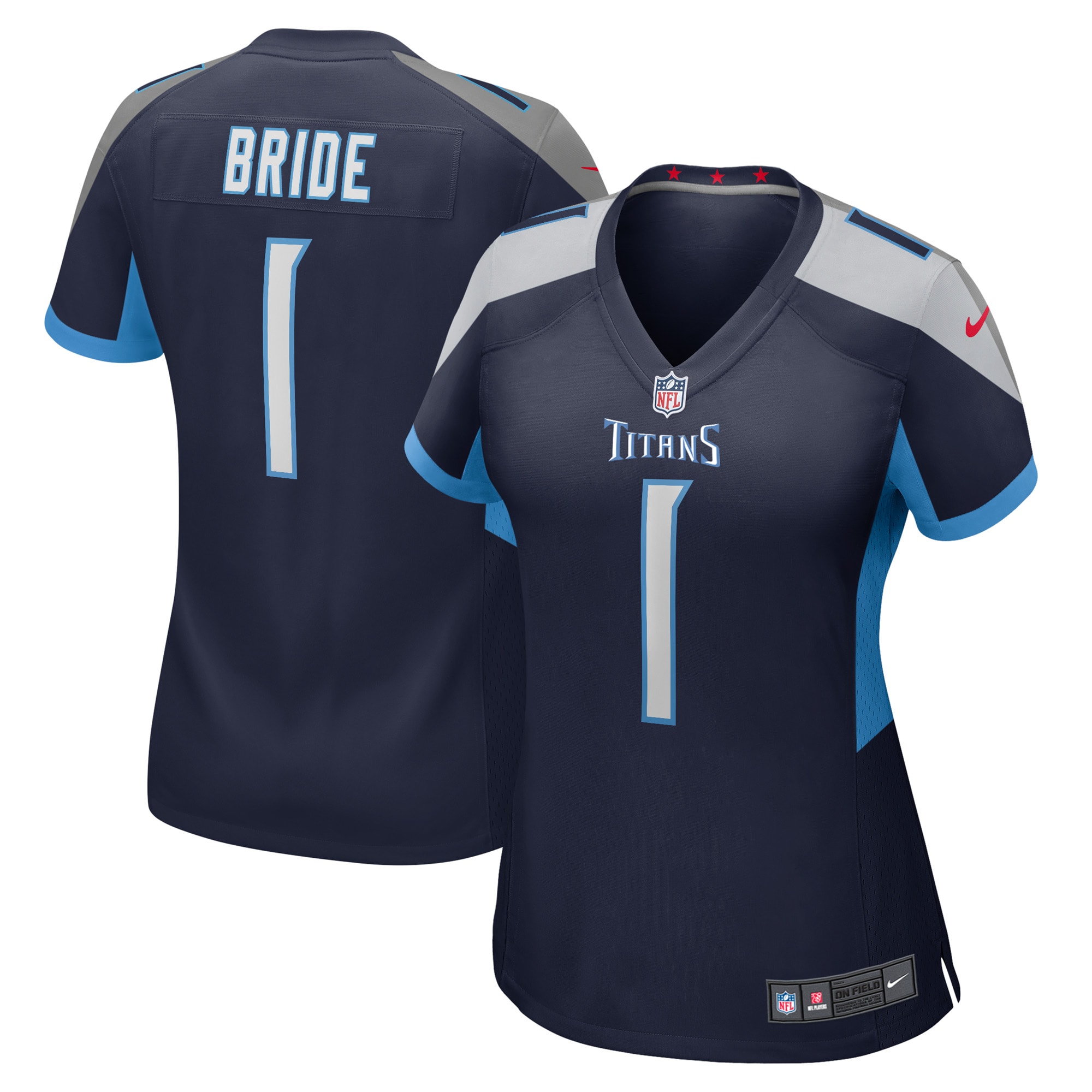 Tennessee Titans Number 1 Bride Navy Game NFL Jersey Women's