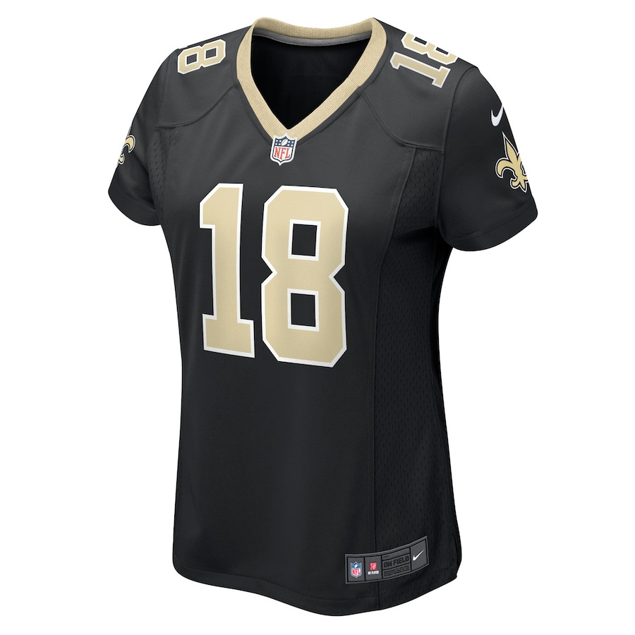 Spencer Rattler 18 New Orleans Saints Game Black NFL Jersey Women's