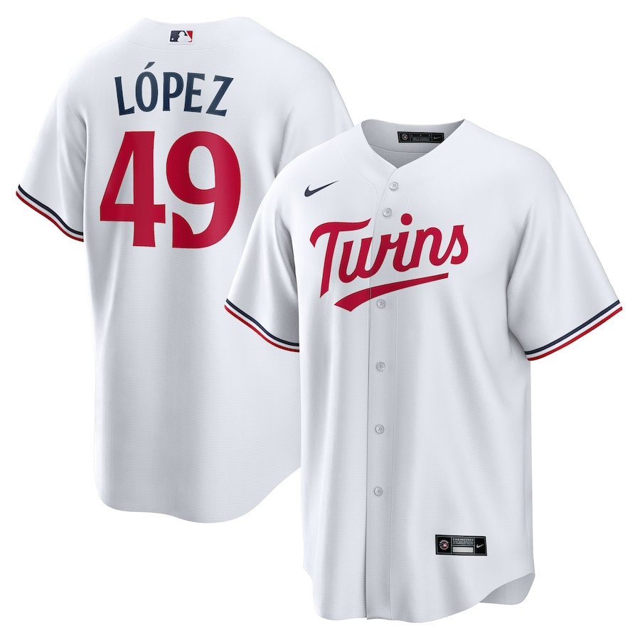 Pablo L?pez 49 Minnesota Twins Team Logo Home White MLB Jersey Men's