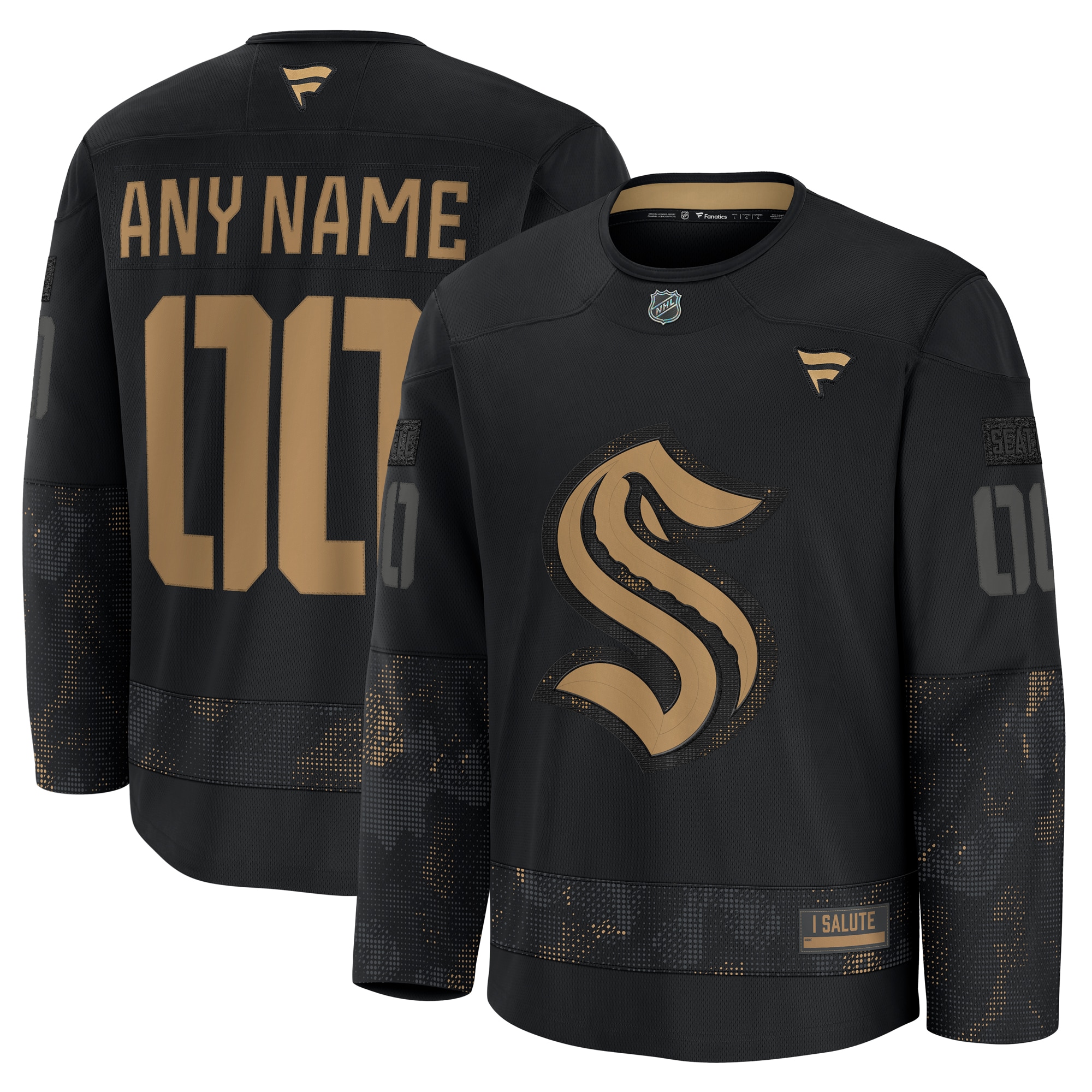 Seattle Kraken Black 2024 Military Appreciation Custom Practice NHL Jersey Men's