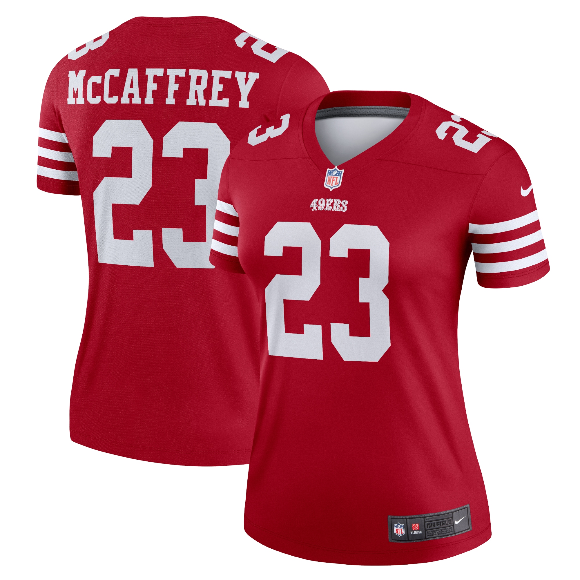 San Francisco 49ers Christian McCaffrey Scarlet Legend Player Performance Top NFL Jersey Women's