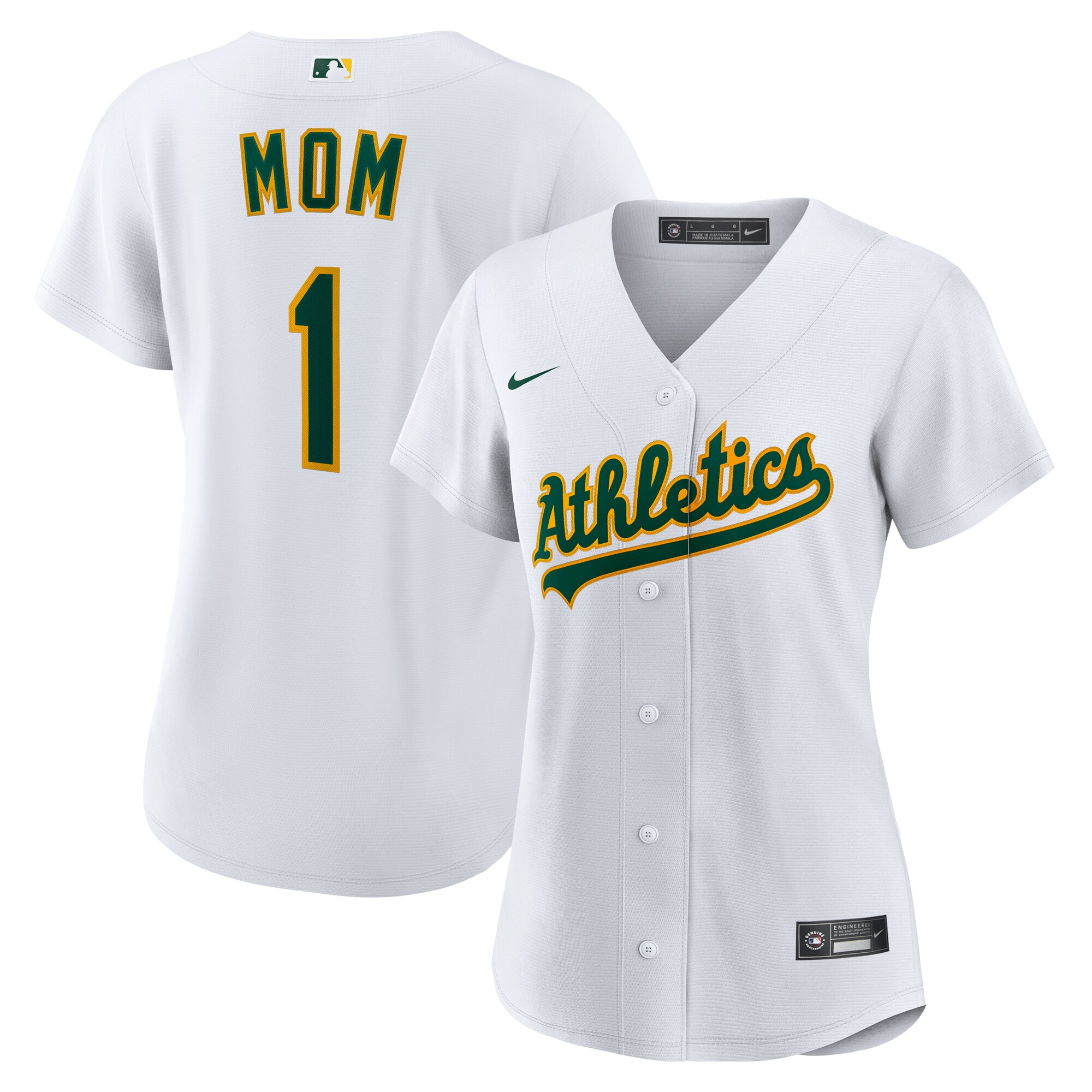 Oakland Athletics White #1 Mom Home MLB Jersey Women's