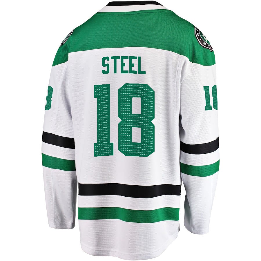 Sam Steel 18 Dallas Stars 2024 Playoffs Patch Away Breakaway Men NHL Jersey Men's