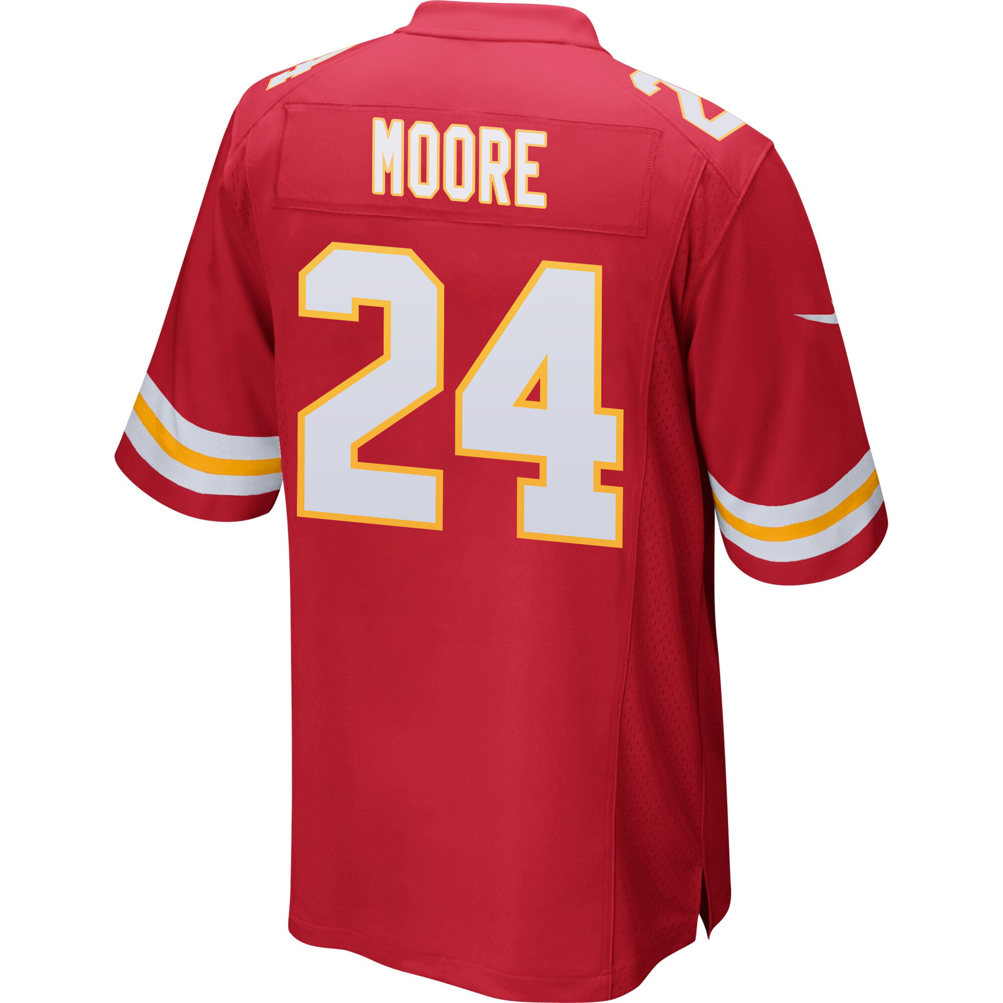 Skyy Moore 24 Kansas City Chiefs AFC Champions Patch Game Red NFL Jersey Men's
