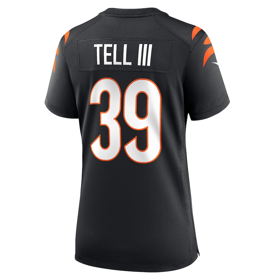 Marvell Tell III 39 Cincinnati Bengals Game Black NFL Jersey Women's