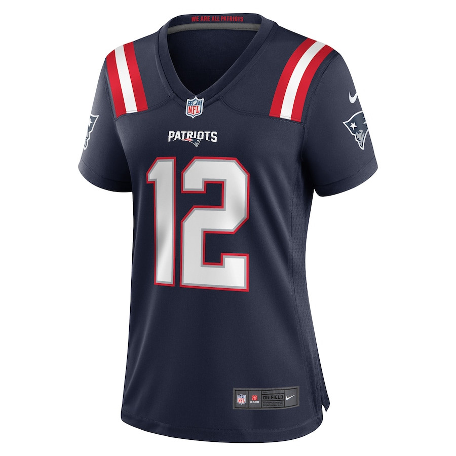 Tom Brady 12 New England Patriots Retired Game Navy NFL Jersey Women's