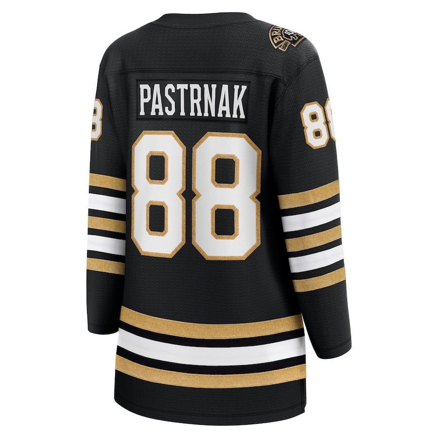 David Pastrnak 88 Boston Bruins 100th Anniversary Breakaway Women, Black NHL Jersey Women's