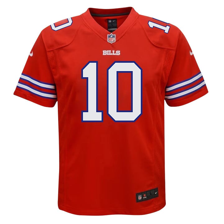 Mitch Trubisky 10 Buffalo Bills Team Game Red NFL Jersey Youth