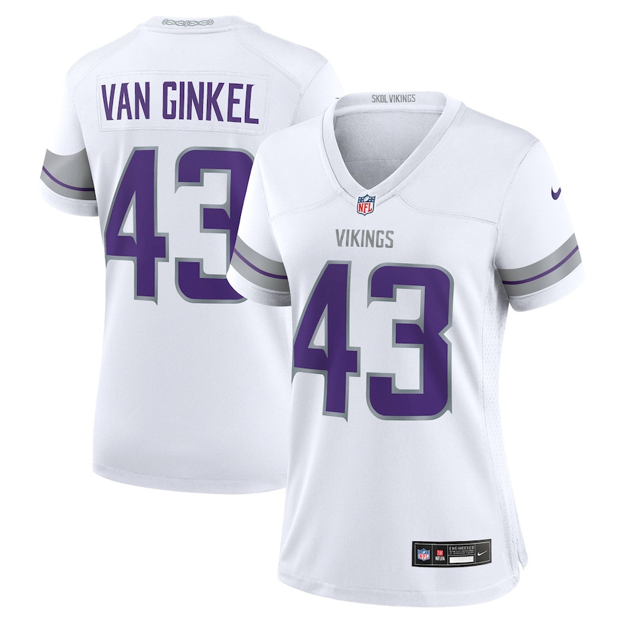 Andrew Van Ginkel 43 Minnesota Vikings Alternate Game White NFL Jersey Women's