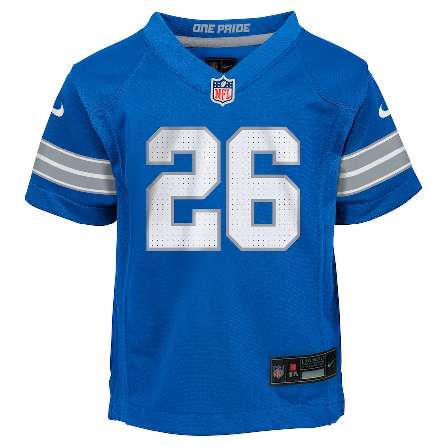 Jahmyr Gibbs 26 Detroit Lions Game Blue NFL Jersey Youth