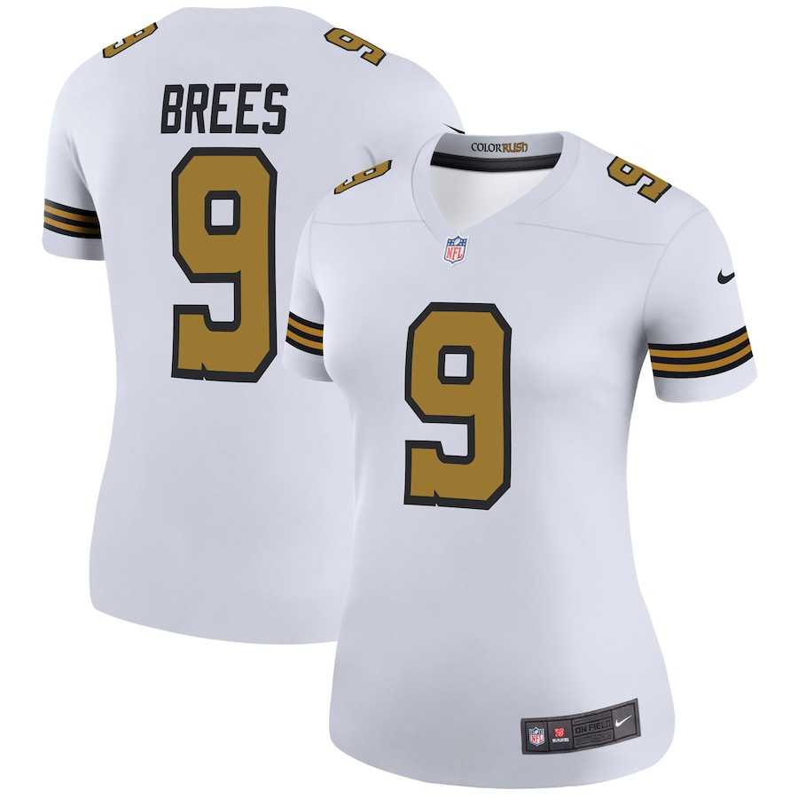 Drew Brees 9 New Orleans Saints Color Rush Legend White NFL Jersey Women's