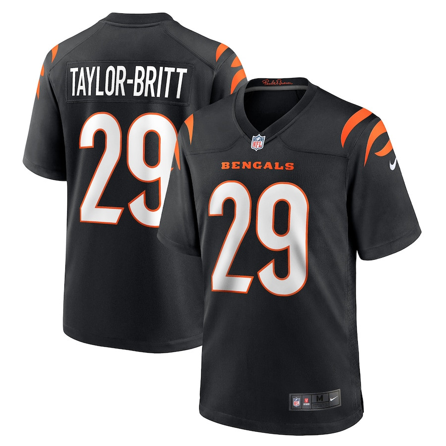 Cam Taylor-Britt 29 Cincinnati Bengals Game Black NFL Jersey Men's