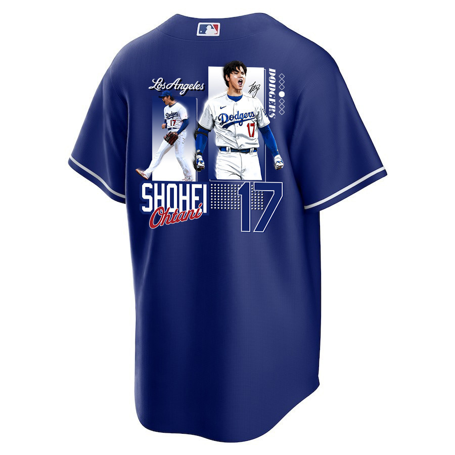 Shohei Ohtani 17 Los Angeles Dodgers Signed Welcome To The Sho 2023 Alternate Royal MLB Jersey Men's