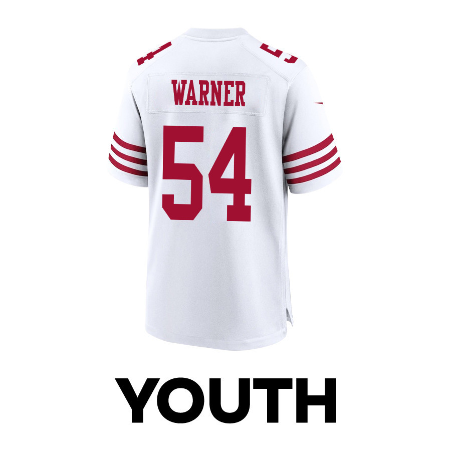 Fred Warner 54 San Francisco 49ers Super Bowl LVIII Patch Game White NFL Jersey Youth