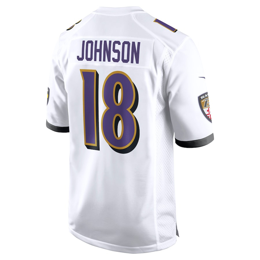 Diontae Johnson 18 Baltimore Ravens Player Game White NFL Jersey Men's