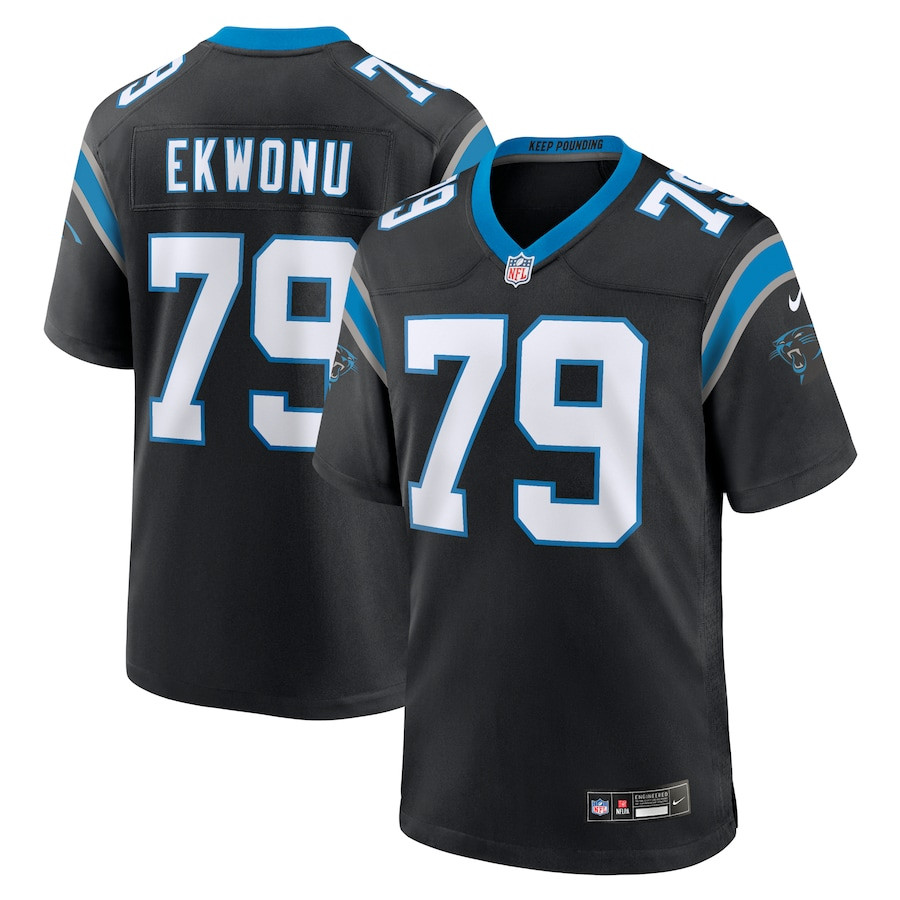 Ikem Ekwonu 79 Carolina Panthers Game Black NFL Jersey Men's
