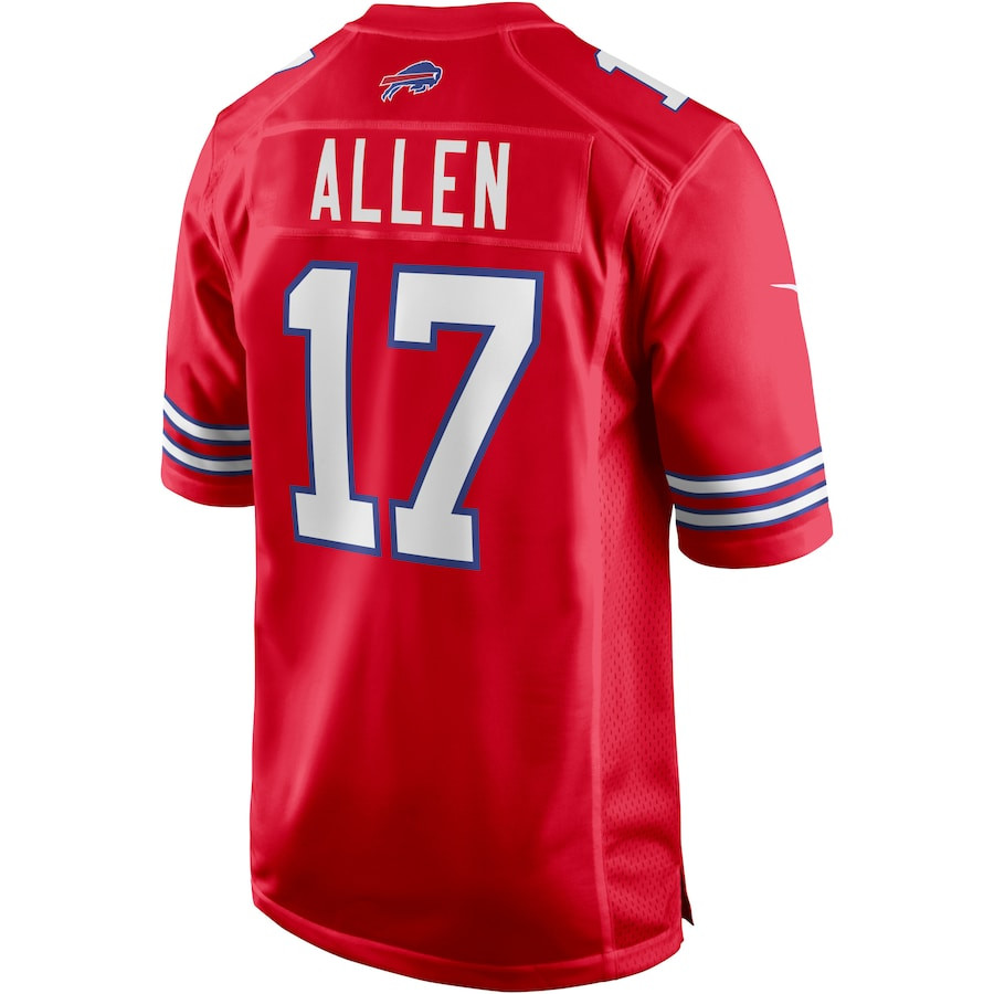 Josh Allen 17 Buffalo Bills Alternate Game Player Red NFL Jersey Men's