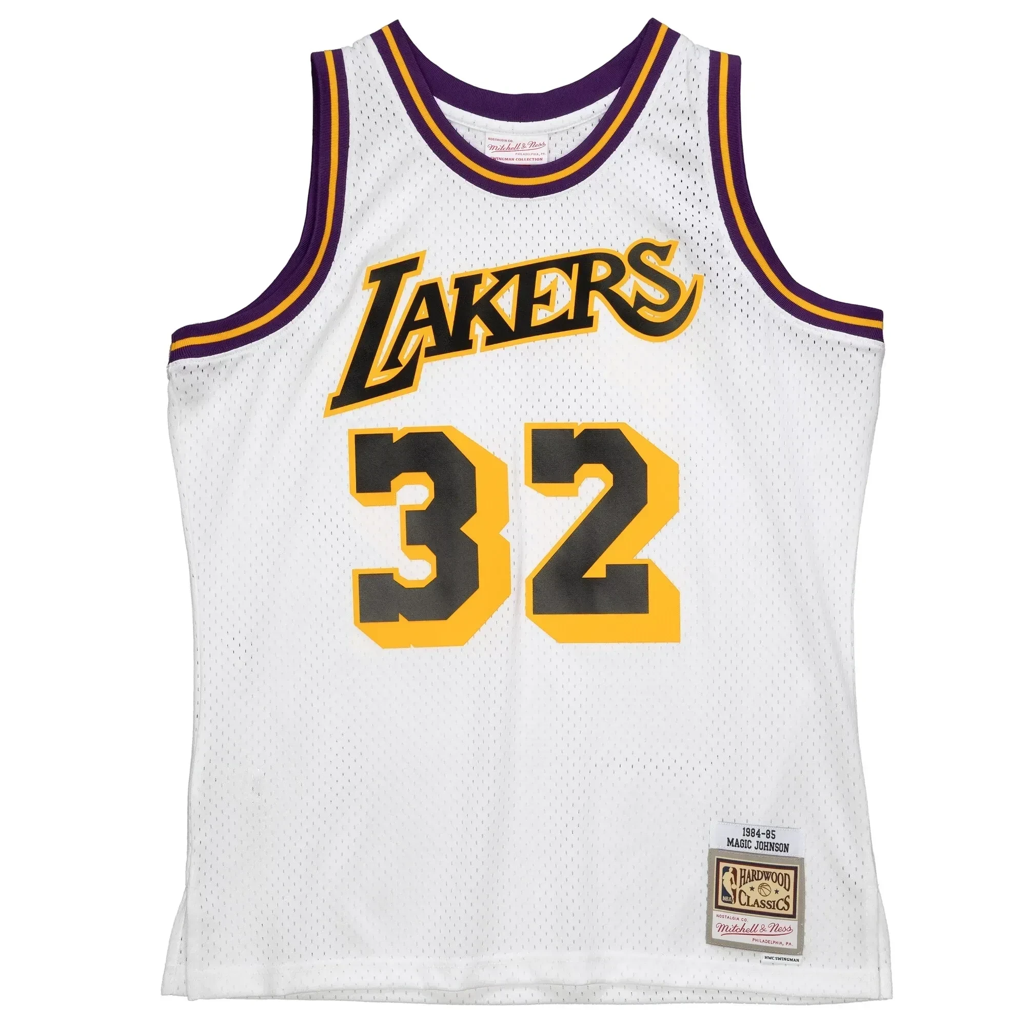 Magic Johnson Los Angeles Lakers Mitchell Ness 1984-85 Hardwood Classics Reload 2.0 Swingman White NBA Jersey Men's