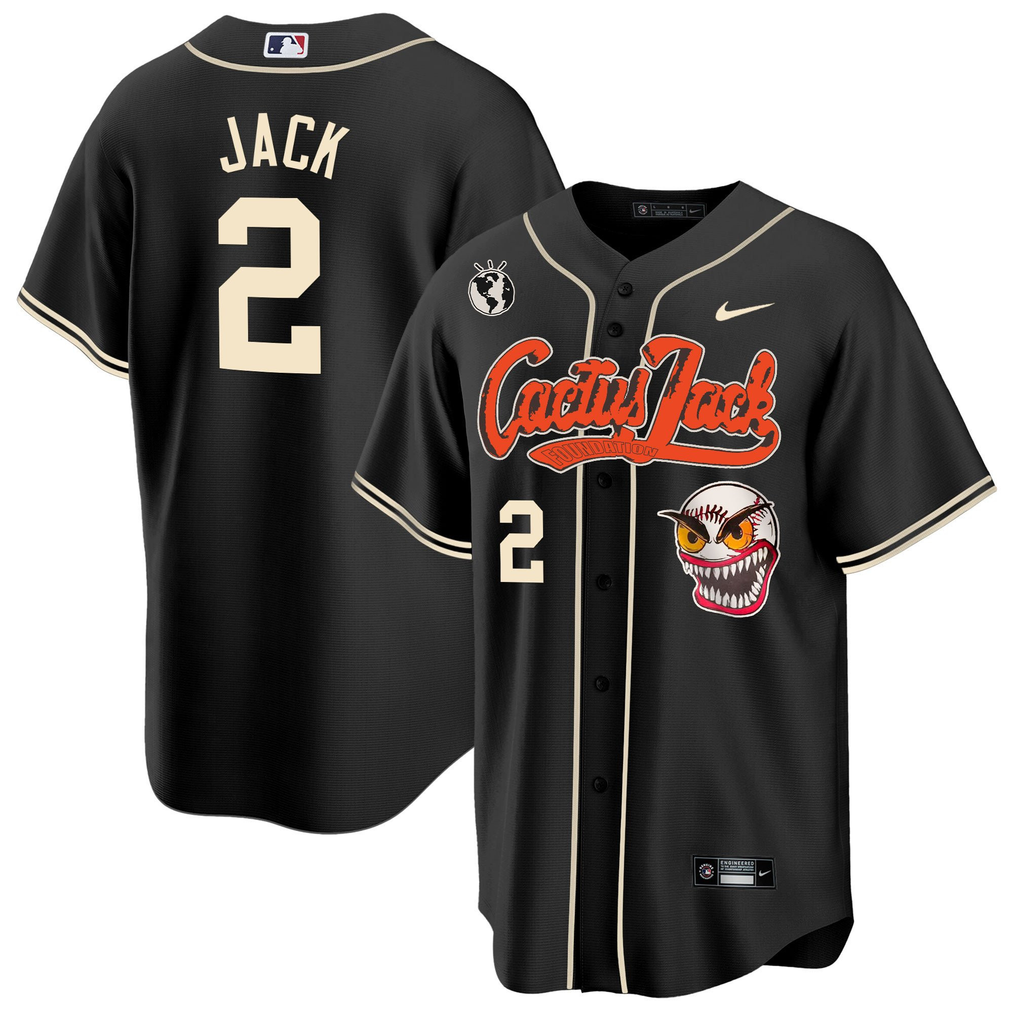 Jack 2 Houston Astros Cactus Jack Black MLB Jersey Men's