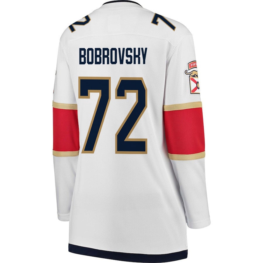 Sergei Bobrovsky 72 Florida Panthers 2024 STANLEY CUP Final Away Breakaway White NHL Jersey Women's