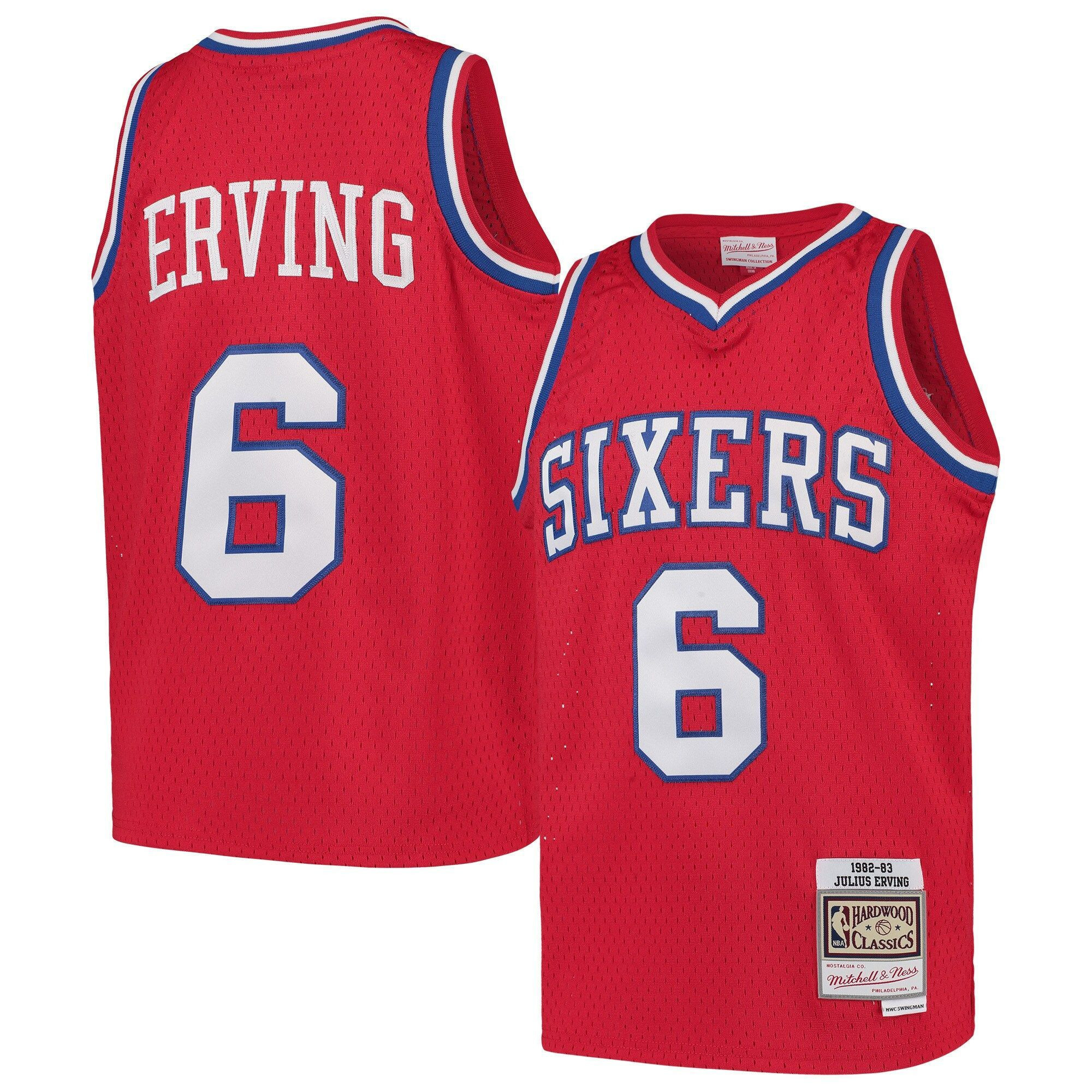 Julius Erving Philadelphia 76ers Mitchell&Nes Swingman Throwback Red NBA Jersey Youth