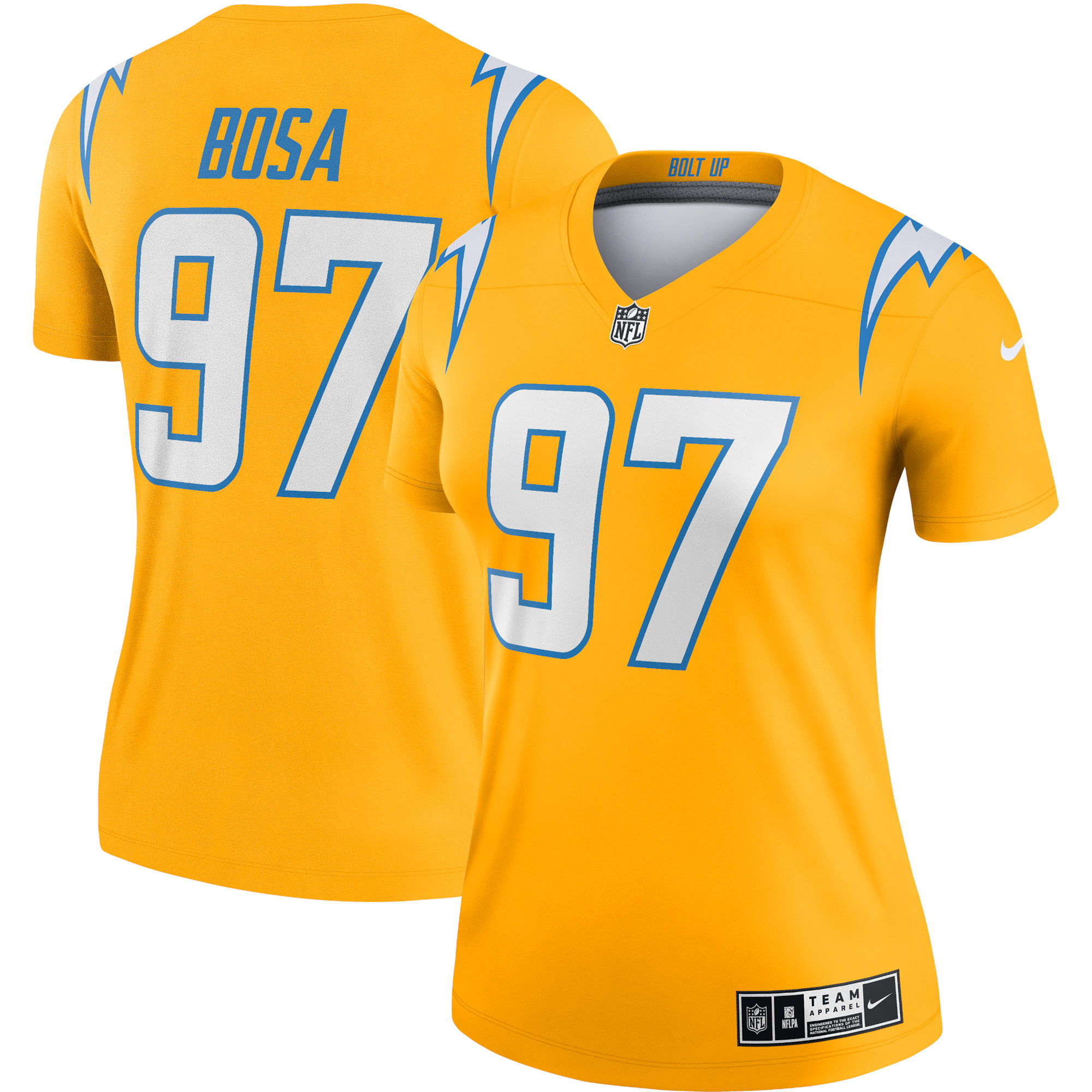Los Angeles Chargers Joey Bosa Gold Inverted Legend Player Performance Top NFL Jersey Women's
