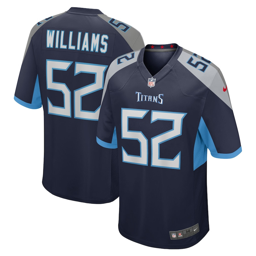 James Williams 52 Tennessee Titans Game Navy NFL Jersey Men's