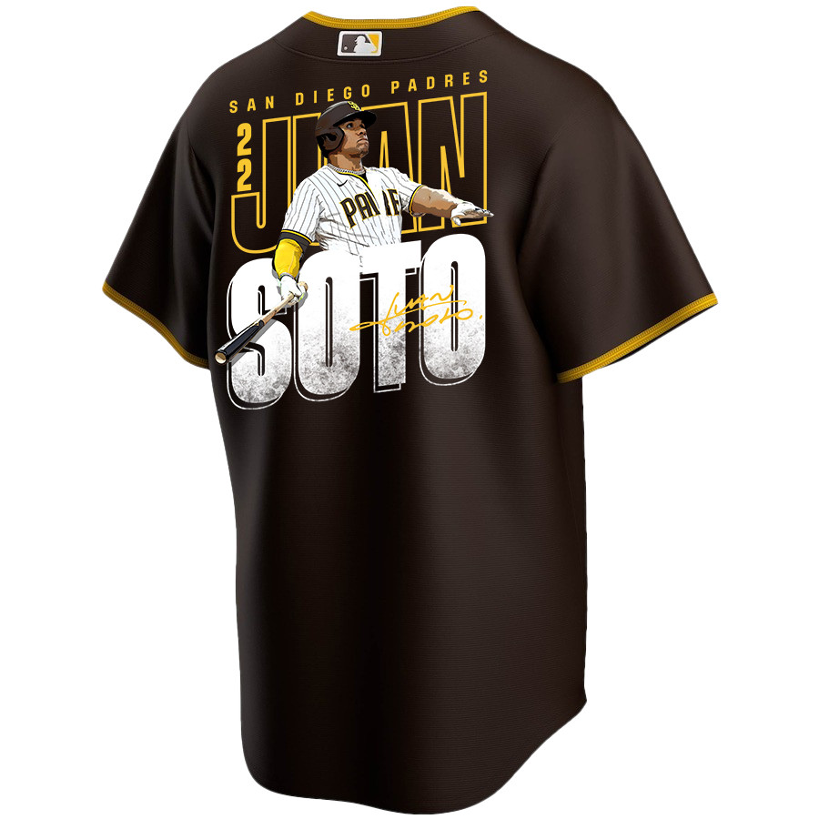 Juan Soto 22 San Diego Padres Signed Posture 2023 Alternate Player Brown MLB Jersey Men's