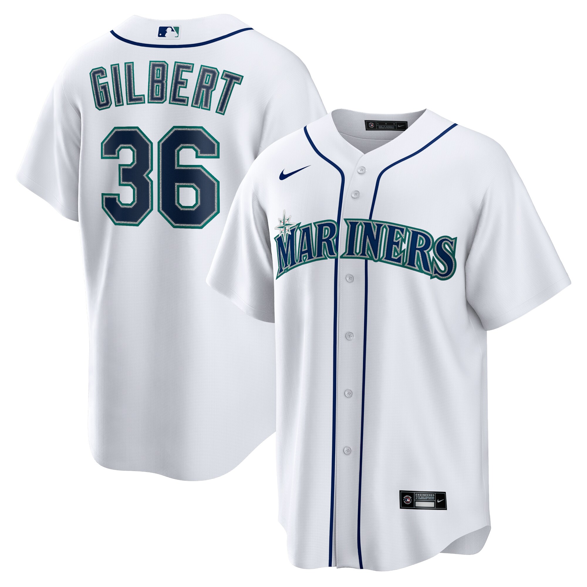 Seattle Mariners Logan Gilbert White Home MLB Jersey Men's